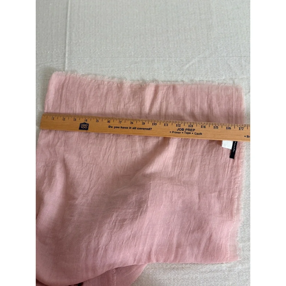 Tahari Scarf Wrap Blush Pink semi sheer crinkle Frayed Fringe Lightweight Shawl